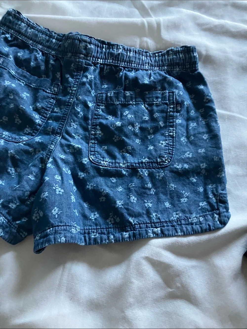 GAP Navy Blue Floral High-Waist Elastic-Waist Women's Shorts